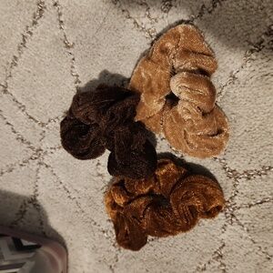 Brown velvet scrunchies